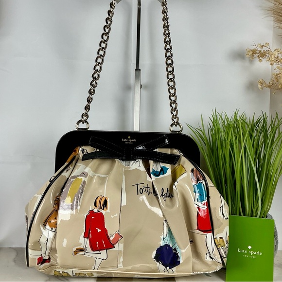 Kate Spade RARE‎ Garance Doré Collection Clutch Hand Shoulder Bag Kisslock Uniqu - Picture 5 of 15